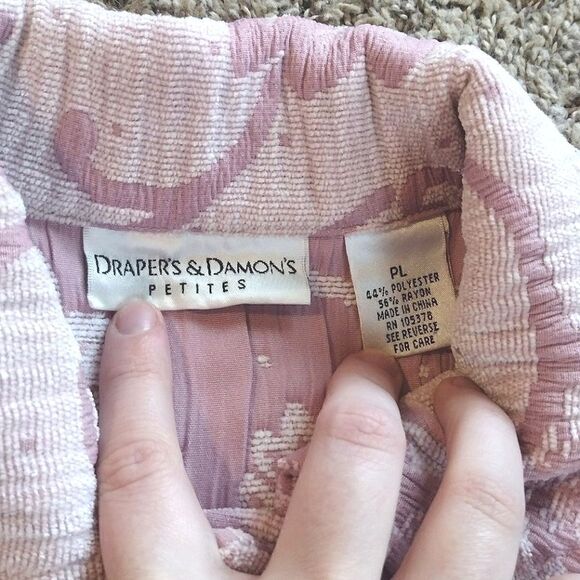 Draper's and Damon's Petites Women's Size PL Pink/Purple Floral Button up Jacket - Picture 3 of 15